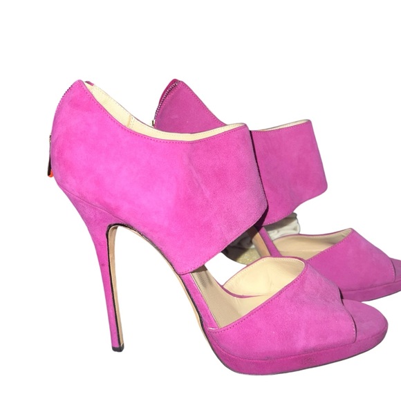 ✅Jimmy Choo Black Deerskin Suede Private Sandals in Fushia Size 42 - Picture 6 of 14